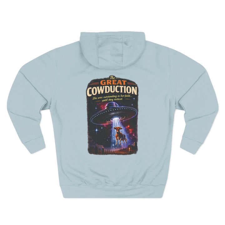 The Great Cowduction™ 3-Panel Fleece Hoodie | Cosmic Curiosities™ Archive – Case File 001 - Mahannah&