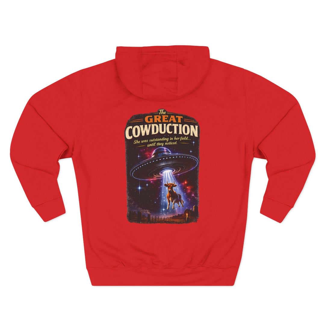 The Great Cowduction™ 3-Panel Fleece Hoodie | Cosmic Curiosities™ Archive – Case File 001 - Mahannah&