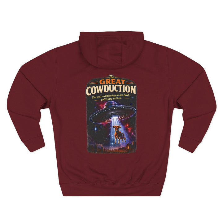 The Great Cowduction™ 3-Panel Fleece Hoodie | Cosmic Curiosities™ Archive – Case File 001 - Mahannah&