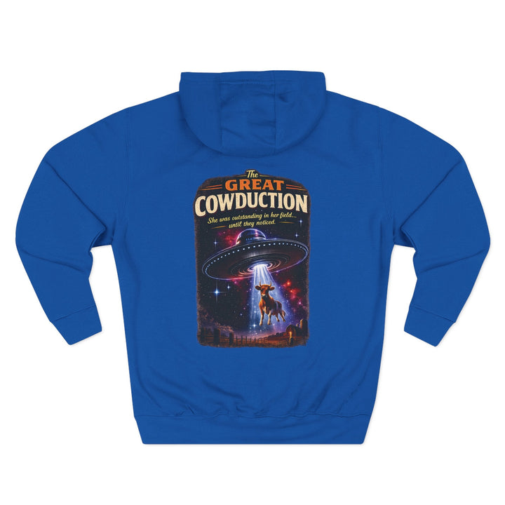 The Great Cowduction™ 3-Panel Fleece Hoodie | Cosmic Curiosities™ Archive – Case File 001 - Mahannah&