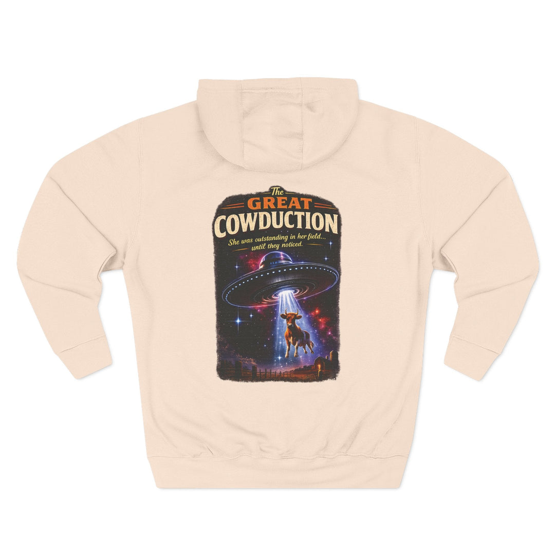 The Great Cowduction™ 3-Panel Fleece Hoodie | Cosmic Curiosities™ Archive – Case File 001 - Mahannah&