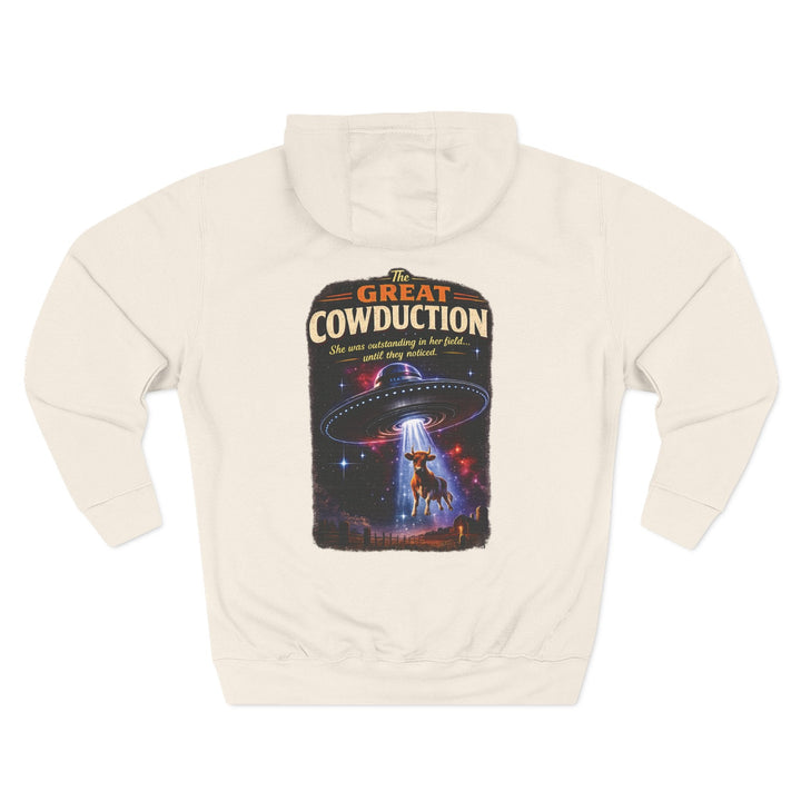 The Great Cowduction™ 3-Panel Fleece Hoodie | Cosmic Curiosities™ Archive – Case File 001 - Mahannah&
