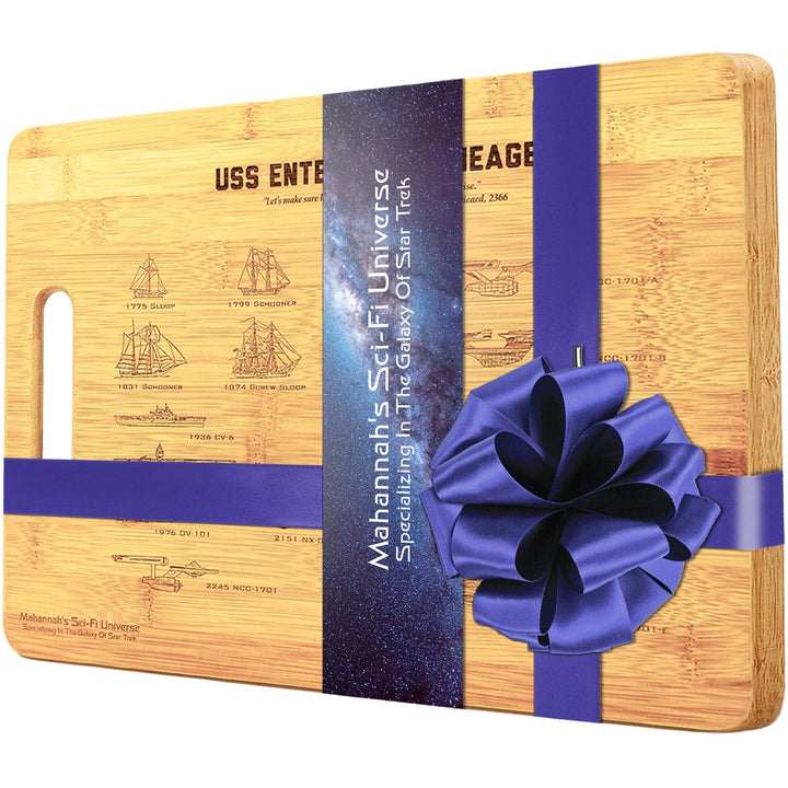 Bamboo Star Trek USS Enterprise Lineage Laser Engraved Decorative Cutting Board - Mahannah&
