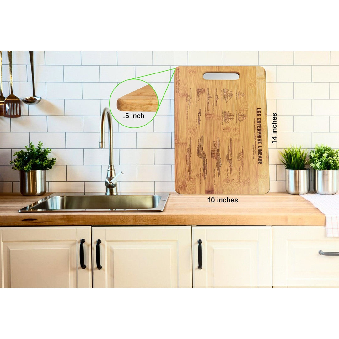 Bamboo Star Trek USS Enterprise Lineage Laser Engraved Decorative Cutting Board - Mahannah&
