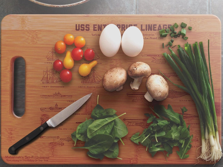 Bamboo Star Trek USS Enterprise Lineage Laser Engraved Decorative Cutting Board - Mahannah&