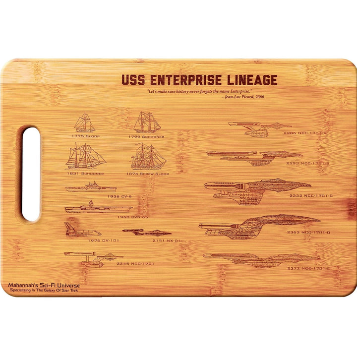 Bamboo Star Trek USS Enterprise Lineage Laser Engraved Decorative Cutting Board - Mahannah&