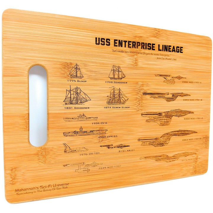 Bamboo Star Trek USS Enterprise Lineage Laser Engraved Decorative Cutting Board - Mahannah&