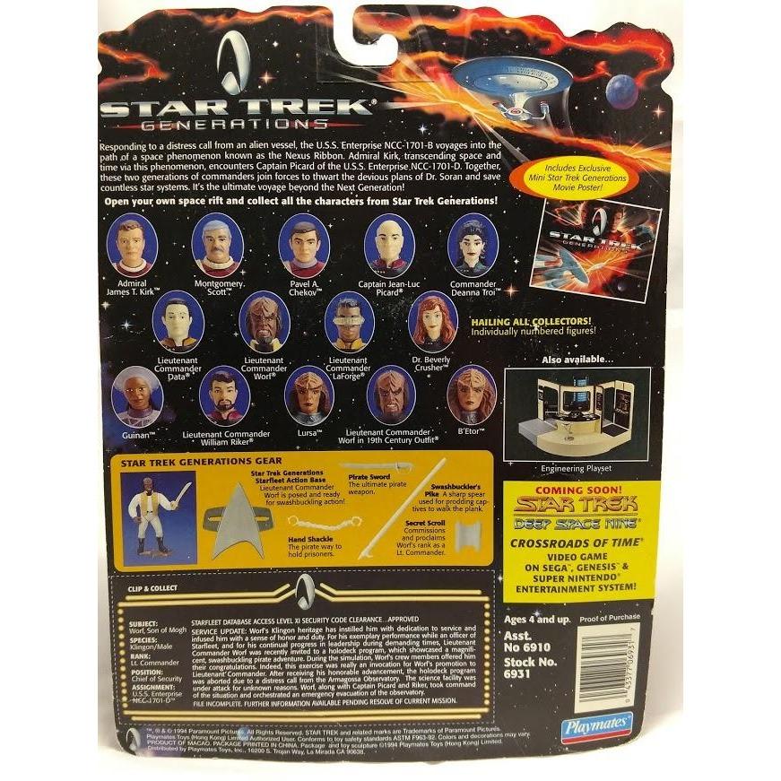 Collectible,new in box &amp; sealed 1994 Movie Star Trek Generations Lt. Commander Worf action figure