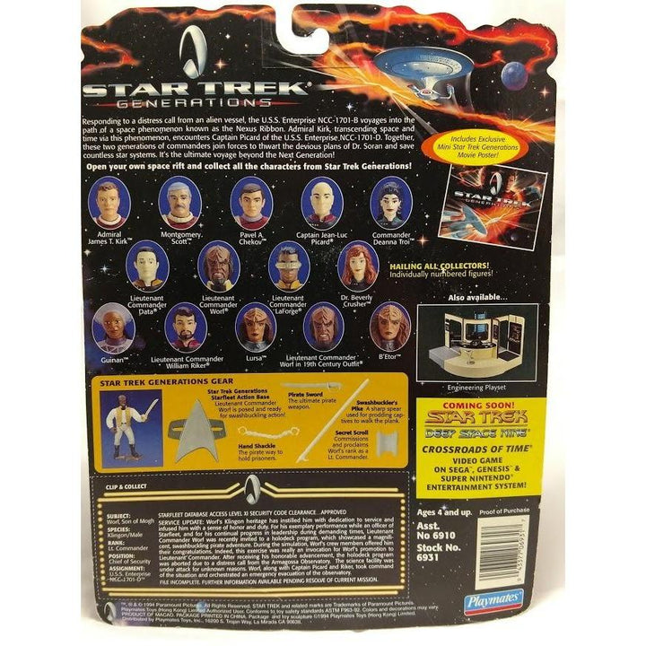 Collectible,new in box &amp; sealed 1994 Movie Star Trek Generations Lt. Commander Worf action figure