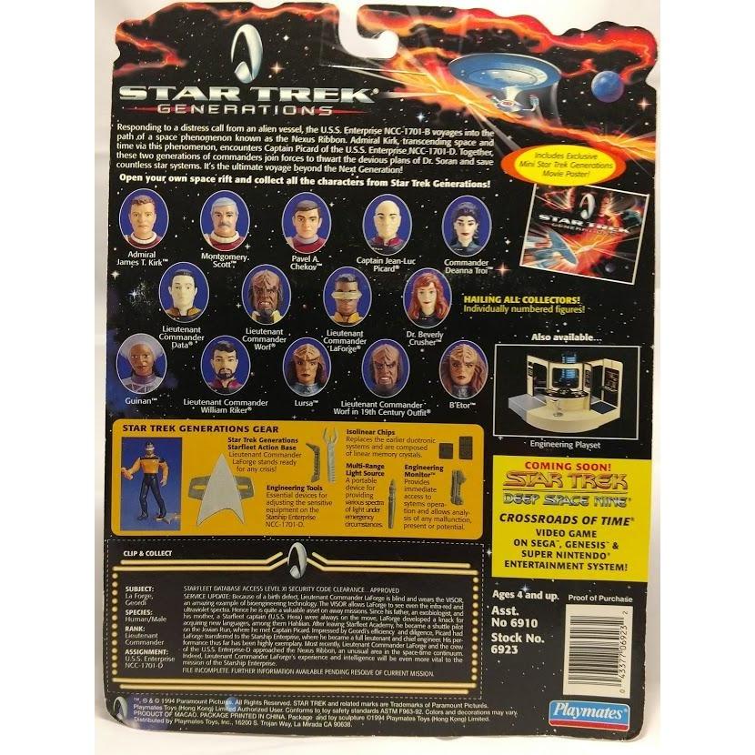 Star Trek Generations Lieutenant Geordi Laforge Collectible Action Figure-Free U.S Shipping!! - Mahannah&