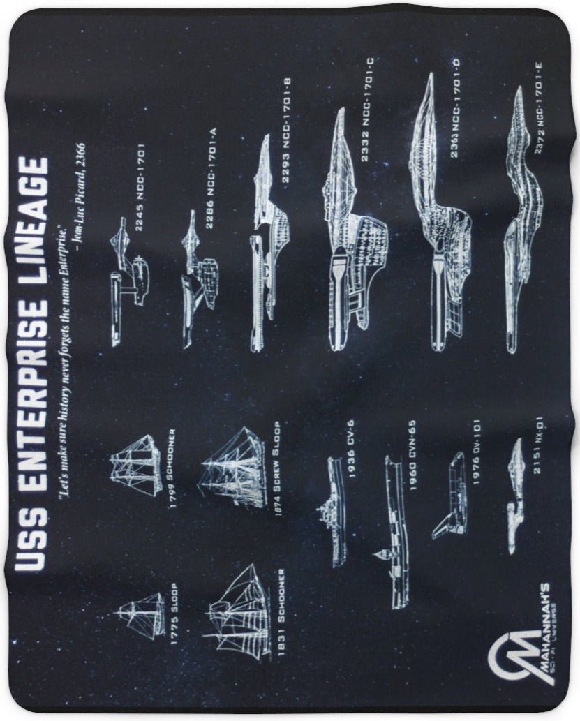 Star Trek USS Enterprise Lineage Sherpa Blanket - Mahannah's Sci-fi Universe
